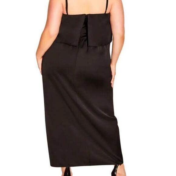 City Chic Black Baby Frill Ruched Midi Dress Sz M/18 NWT - Picture 13 of 15